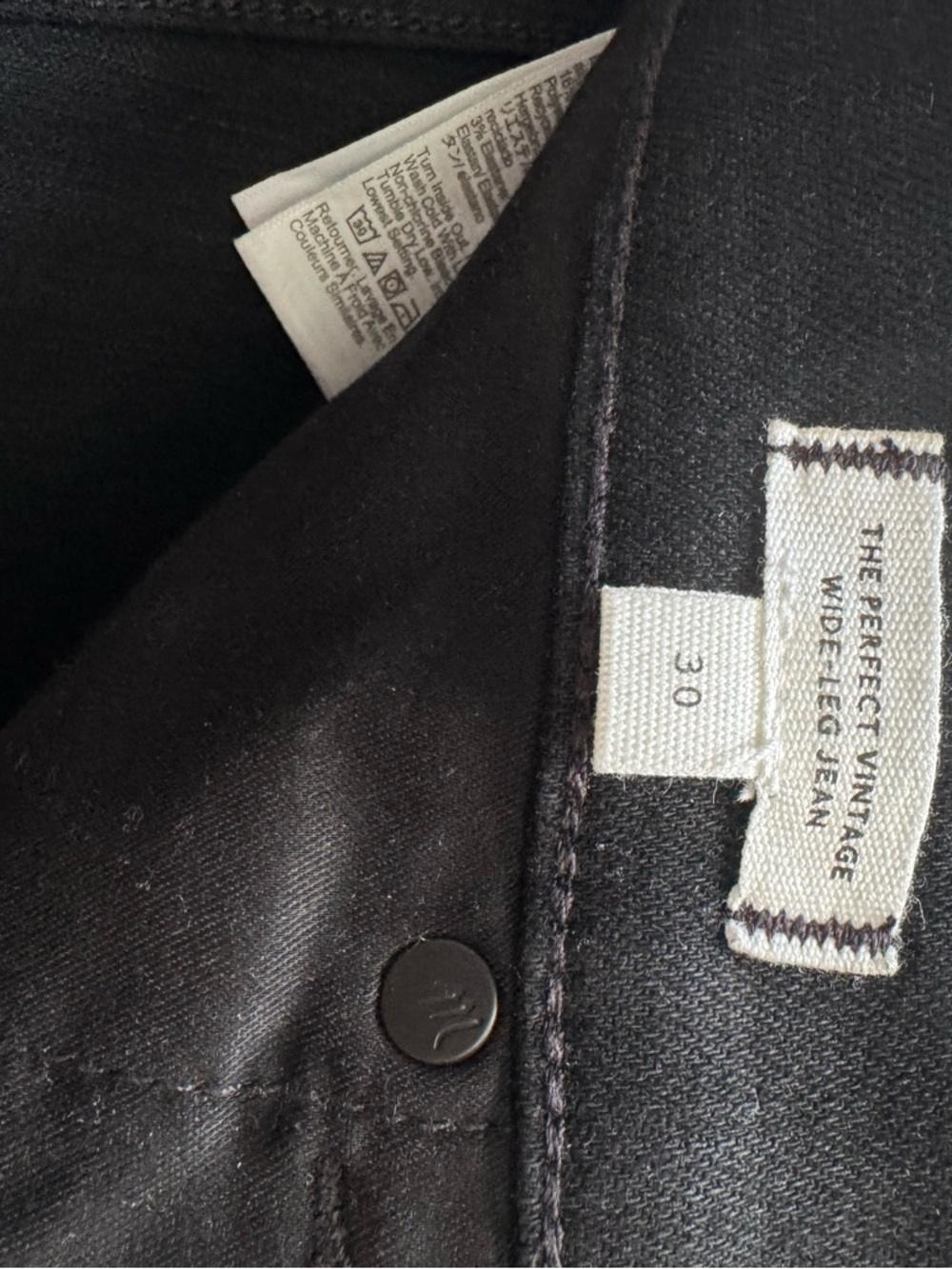 Madewell The Perfect Vintage High-Rise Wide-Leg Jean in Black Rinse Wash Size 30 - Picture 6 of 8